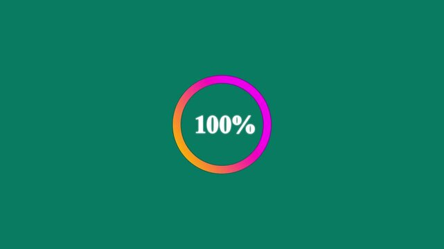 Animated  circle loading bar  progressing from 0 to 100. Circular Loading progress bar animation from 0 to 100 refresh and reload icon animation with loading progress on white background.