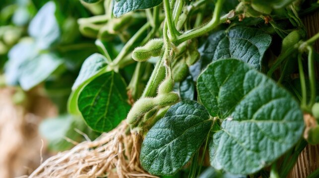 Close-up of green bean pods in the sun