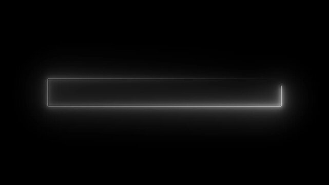 Neon line animation forming rectangle frame on black background with futuristic light effects and digital tech. neon rectangle frame animation video.