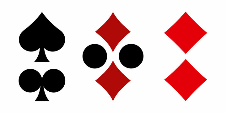 Playing Card Suits Icons Black Spade And Red Diamond Shapes
