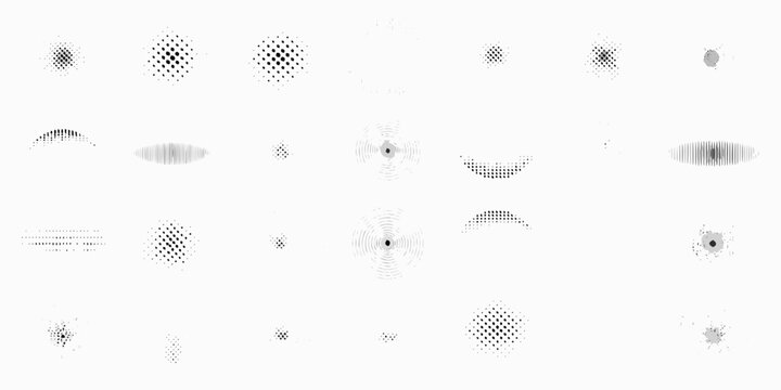 Dot matrix pattern collection on a white background