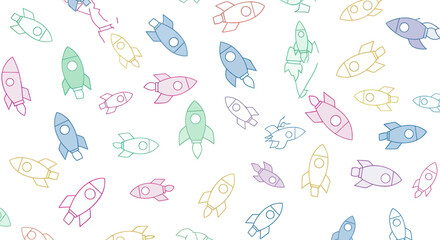 Colorful Rocket Ship Seamless Pattern © Bagaskara