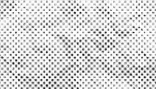 Monochrome paper texture with halftone shading, folded wrinkles and distressed details. Abstract graphic background for posters and creative compositions.