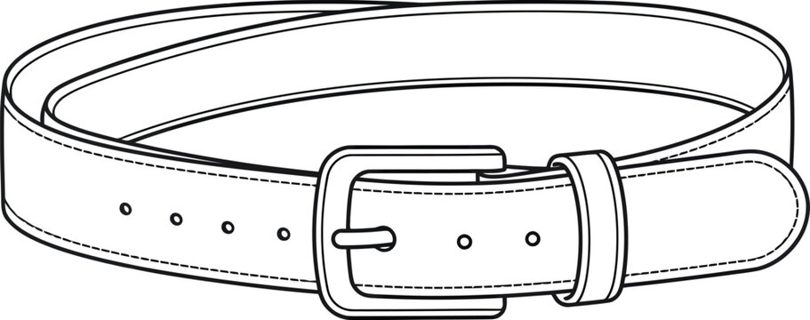 Leather belt, belt buckle, fashion accessory, clothing detail, vector illustration