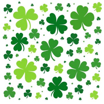 Green shamrock clover pattern isolated on clear background