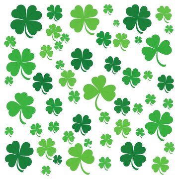 Colorful shamrock clover patterns isolated on clear background