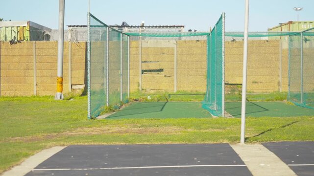 A cricket training net at a cricket training facility.