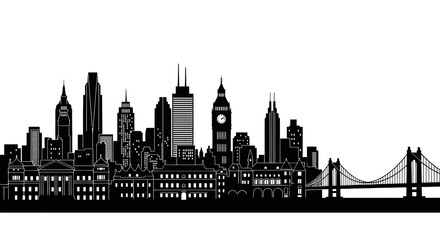 Obraz premium London City Skyline Silhouette Vector Illustration