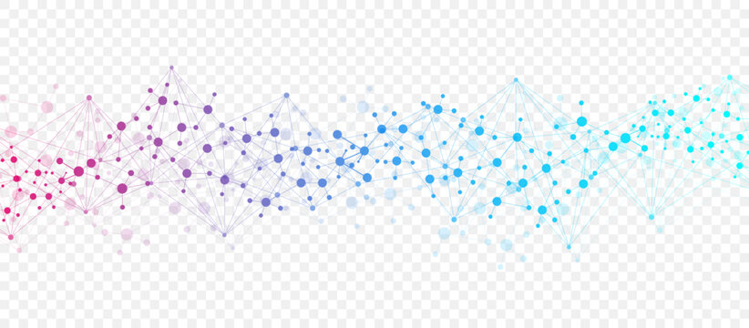 Structure molecule and communication Dna, atom, neurons. Science concept for your design. Connected lines with dots. Medical, technology, chemistry, science background. illustration.