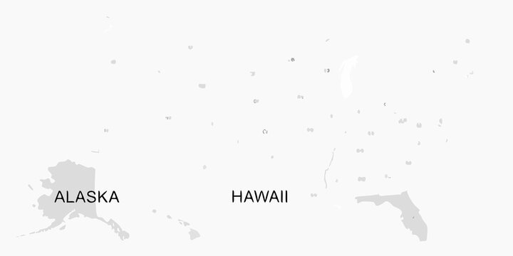 United States Map Silhouette With Alaska And Hawaii White Background
