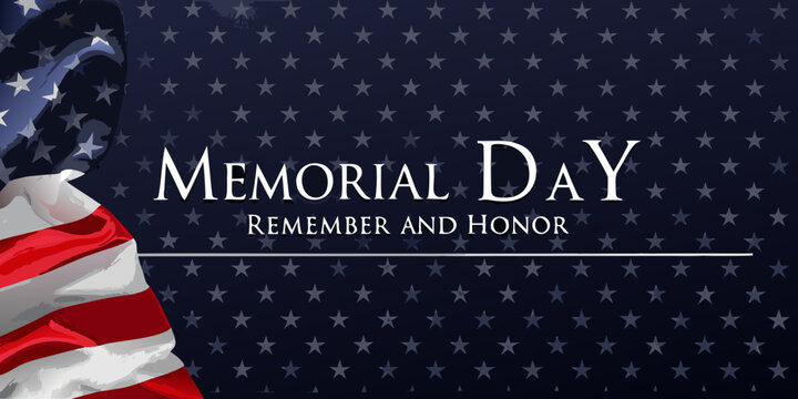 Memorial day remembrance design with waving american flag and star pattern
