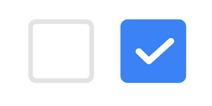 Checkbox icon set with checked and unchecked states .Selection and tick mark symbols for form controls, checklists, settings, app and web UI