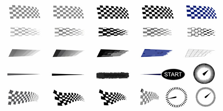 Checkered Flag Pattern Collection Vector Illustration With Gradients
