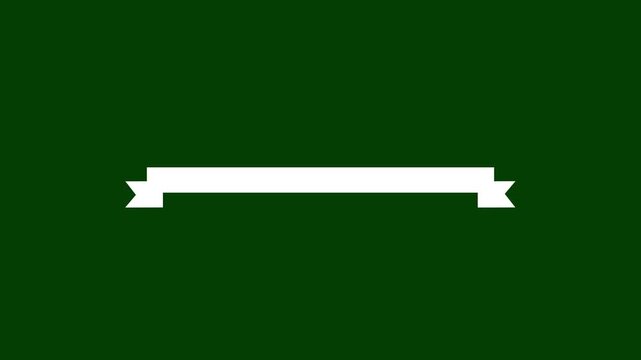 Animated ribbon for text. Frame with copy space. Looped video. Vector illustration isolated on green background.