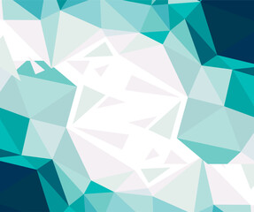 Obraz premium Abstract teal and white low poly background featuring geometric triangular shapes in various shades of blue for modern digital designs. 