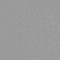 An abstract gray geometric background featuring a white polygonal mesh pattern for modern digital technology and professional web design.  © Suk