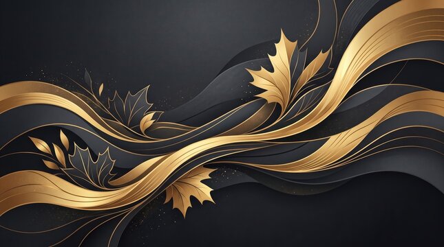 Thanksgiving (Canada) abstract background 2026 Autumn leaves and branches swirling in dark artistic style
