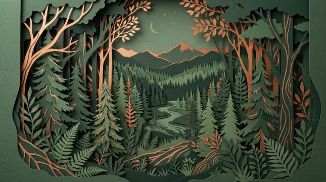 Thanksgiving (Canada) abstract background 2026 Dark forest scene with ferns and autumn trees in artistic style