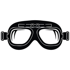 Fototapeta premium Vintage style aviator goggles illustration silhouette vector line art icon object design.
