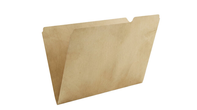 Open manila file folder isolated on white background.