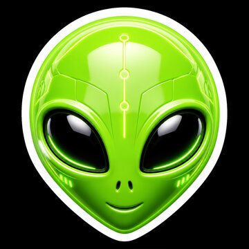 Cute glossy green alien head sticker