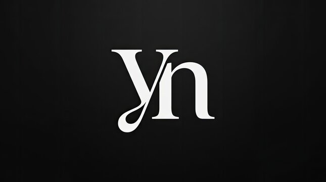 White Yn serif letter ligature on black backdrop