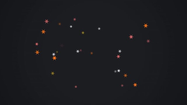 Motion of colorful particles in dark space creating dynamic visual motion effect.