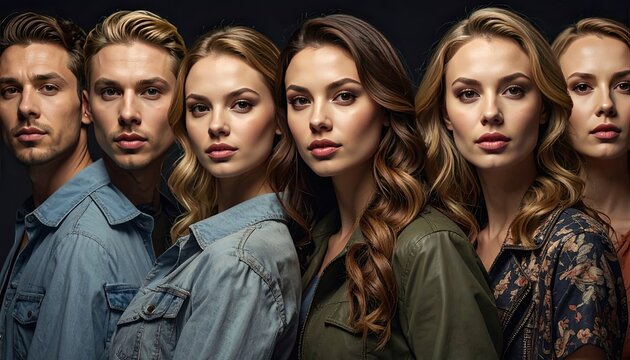 Group of Diverse Young Adults Posing Confidently Together.