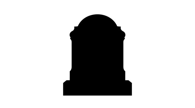 Helloween Tombstone silhouette vector icon, spooky graveyard headstone for halloween design, cemetery grave marker symbol for funeral or memorial services isolated on White Background vector