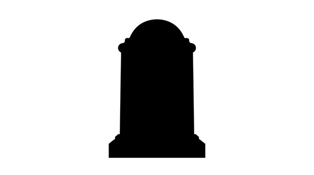 Helloween Gravestone silhouette vector icon, spooky cemetery headstone for Halloween design, black tombstone monument for funeral or memorial concepts isolated on White Background vector
