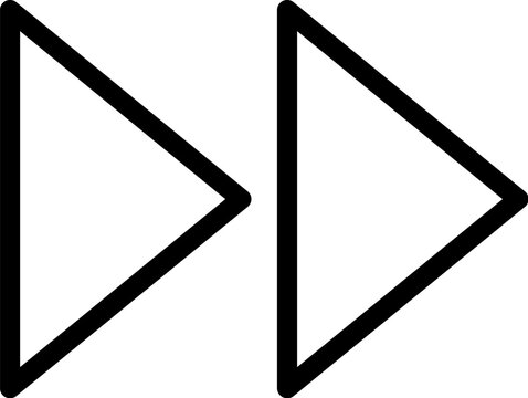 Minimalist fast forward button with two arrows vector. Icon supports audio visual player controls and digital application user interfaces.