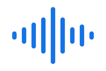Fototapeta premium Blue Acoustic Vocal Frequency Audio Bar Icon for Sound Media Broadcast editing isolated on transparent background waveform track level