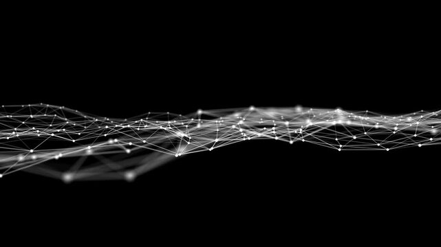 digital grid wave from nodes and lines isolated on transparent background with alpha channel, overlay design template