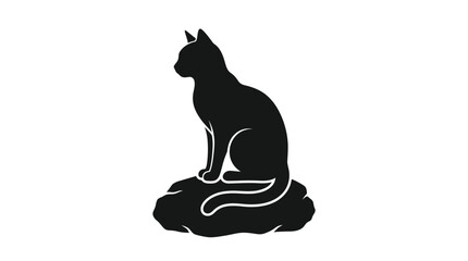 Helloween Black cat silhouette, sitting cat icon, feline vector, pet illustration isolated on White Background vector © MdAbdul