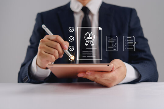 HR professional typing on a laptop with glowing candidate profiles, star ratings, and skill holograms. AI recruitment, applicant tracking system, and digital talent screening concept on a dark desk.
