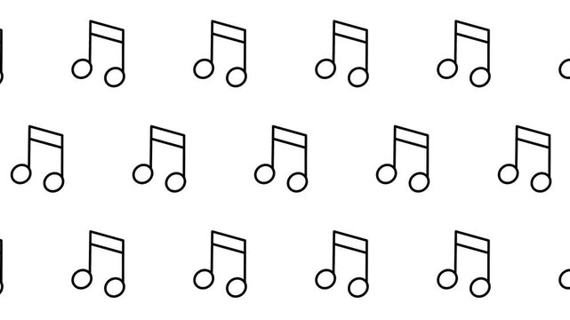 Minimalist musical note pattern animation background.