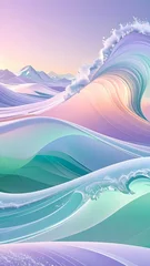 Soft watercolor ocean wave in pastel blue and pink with texture painting background abstract background illustration minimalis © SG- design