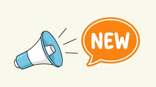 Megaphone announcing new information. Public speaker broadcasting message.