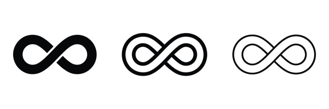Infinity symbol icon silhouette vector, bold outline and line art design