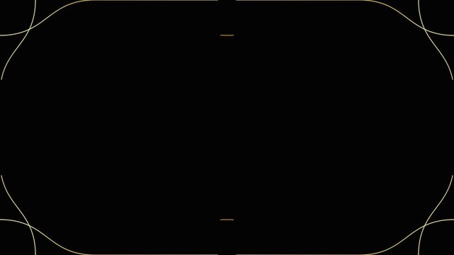 Golden thin frame lines drawing on black background