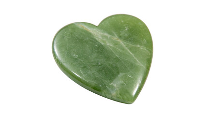 Green jade gemstone carved into heart shape smooth love symbol isolated on transparent background © kalash-png