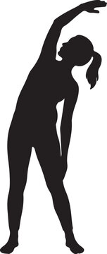 Yoga Silhouette of Woman Stretching in Side Bend Fitness Exercise Vector