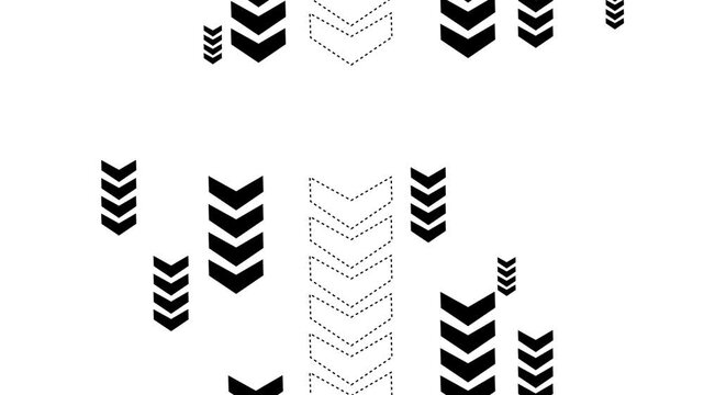 Background with repeating chevron arrow patterns solid and dotted outlines animation