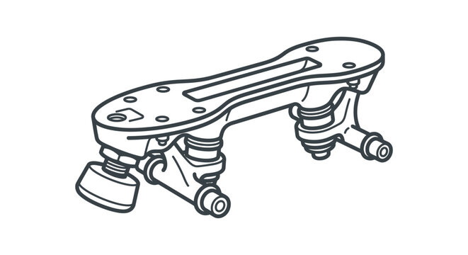 Vintage Roller Skate Truck Assembly Line Drawing - Retro Sports Equipment