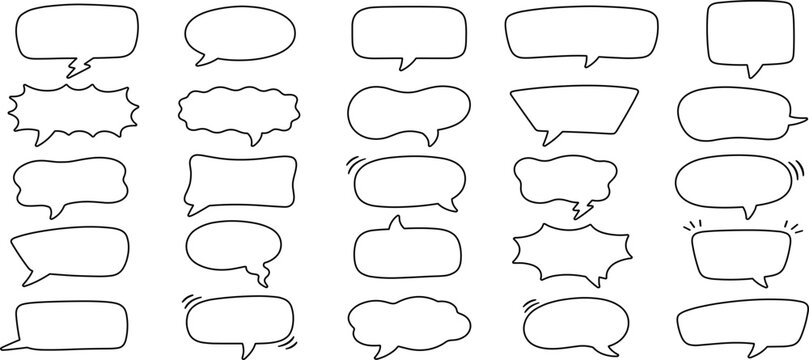 Comic Speech Bubble Vector Collection &ndash; 25 Editable Stroke Marker Dialogue Bubbles for Graphic Design, Presentations and Education
