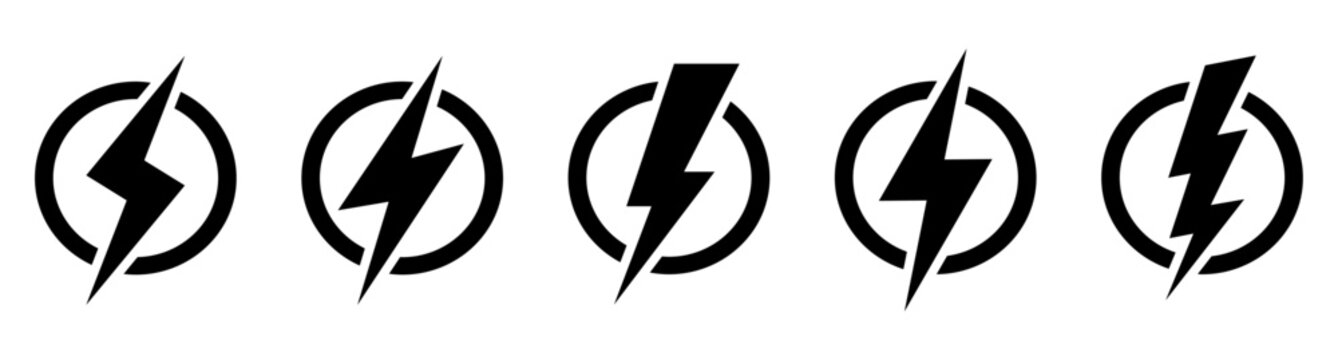 稲妻・雷・電気のエネルギーアイコンマーク