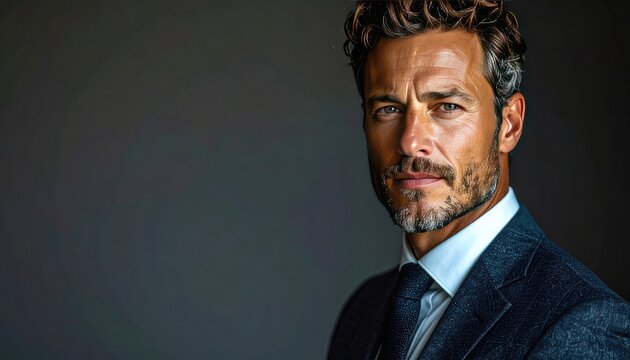 Mature Man In Suit Looking Confidently Towards Camera.