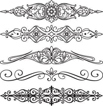 Ornate, vintage borders, elegant floral designs, black and white vector frames, decorative elements
