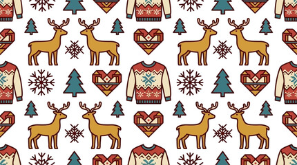 Seamless Christmas pattern with reindeer and sweaters © arto
