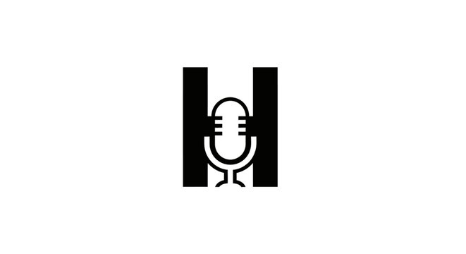 Minimalist podcast microphone integrated into the letter H logo.